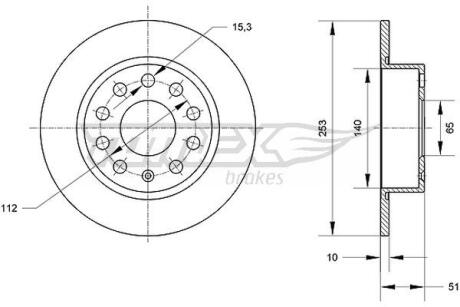 Фото автозапчасти диск тормозной задний Audi A3 03-13/ Q2 16-/ Skoda Octavia 04-20/ Yeti 09-17/ VW Caddy 04-15/ Golf 05-13/ Jetta 10-/ Scirocco 08-17 (253x10) TOMEX TX 70-29