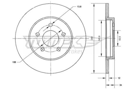 Фото автозапчасти диск гальмівний (задній) Ford Mondeo III 00-07 (280x12) PRO TOMEX TX7053