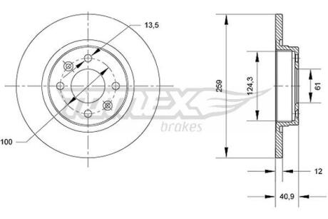 Фото автозапчастини диск тормозной передний Renault Logan/Sandero 06-/ Smart Fortwo 14- (259x12) TOMEX TX 70-76