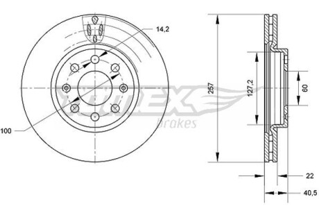 Фото автозапчасти диск гальмівний (передній) Fiat Punto/Opel Corsa 08- (257x22) TOMEX TX7085