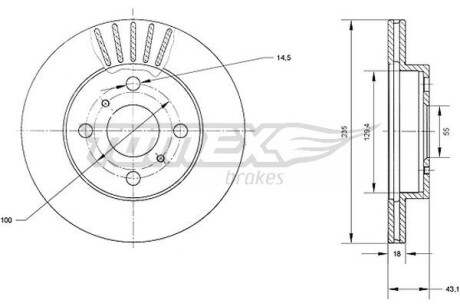 Фото автозапчасти диск гальмівний (передній) Toyota Yaris 99-05 (235x18) TOMEX TX7097