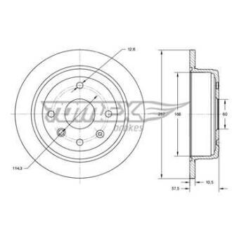 Фото автозапчасти диск тормозной задний Chevrolet Lacetti/Nubira 05-13/ Suzuki Forenza 03-08 (257x10.5) TOMEX TX 71-36