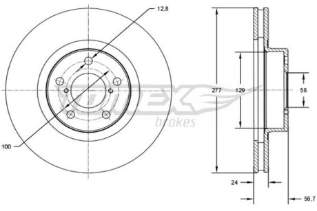 Фото автозапчасти диск гальмівний (передній) Subaru Forester 97-/Impreza 95-/Outback 00- 2.0/2.5 AWD (277x24) TOMEX TX7151