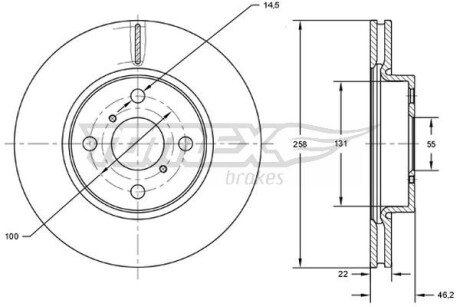 Фото автозапчасти диск гальмівний (передній) Toyota Yaris 1.0-1.5 10- (258x22) TOMEX TX7170