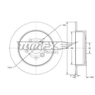 Фото автозапчастини диск тормозной задний Chery Tiggo 06-10/ Toyota Rav 4 00-05 (303x9) TOMEX TX 71-91