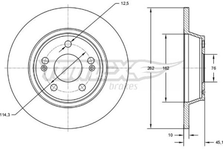 Фото автозапчасти диск гальмівний (задній) Kia Ceed/Cerato/Soul/Hyundai i30/Elantra 12- (262x10) TOMEX TX7258