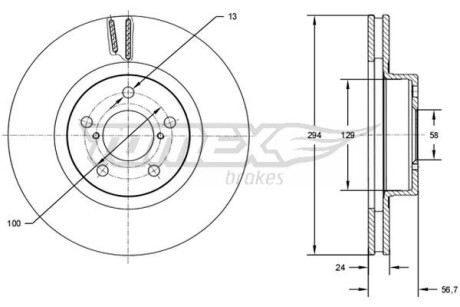 Фото автозапчасти диск гальмівний (передній) Subaru Forester 03-/Impreza 94-/Outback 00- (293x24) TOMEX TX7274