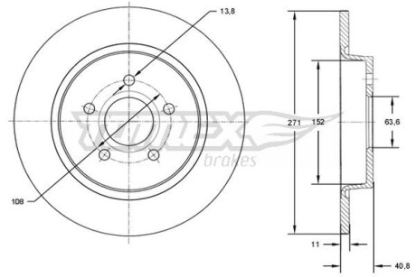 Фото автозапчасти диск тормозной (задний) Ford Focus III 10- (271x11) TOMEX TX7298