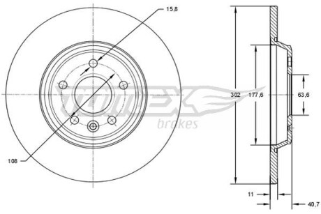 Фото автозапчастини диск тормозной (задний) Volvo S60/S80/V60/V70 06-18 (302x11) (с покр.) TOMEX TX7308 (фото 1)