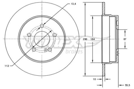 Фото автозапчасти диск тормозной (задний) MB C-class (W202/W203/S203/CL203)/ E(W210) 96-07 (290x10) TOMEX TX7310