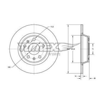 Фото автозапчасти диск тормозной задний Fiat Scudo 07-16/ Citroen Jumpy 07-16/ Peugeot Expert 07-16 (290x14) TOMEX TX 73-48