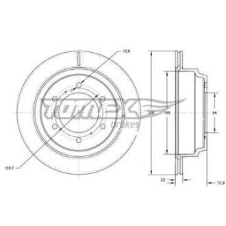 Фото автозапчастини диск тормозной задний Mitsubishi Pajero II/III/IV/Classic 00- (300x22) TOMEX TX 73-88