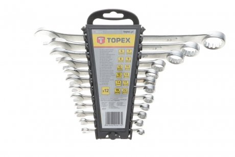 Гаечные ключи комбинированные, 6-22 мм, набор из 12 шт. Topex 35D375