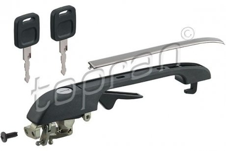 Ручка дверей передня права (зовнішн, + ключі, із замком, чорн) AUDI 100 C3 1.8-2.3 08.82-11.90 TOPRAN 103709 (фото 1)