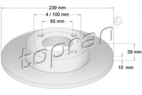 Фото автозапчасти тормозной диск передний 239x10 VW Golf I/II; Jetta I/II; Polo 82- TOPRAN 104 164 CN5^