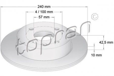 Фото автозапчасти тормозной диск задний (240x10mm) Opel Astra G 98- TOPRAN 205 525 CN5