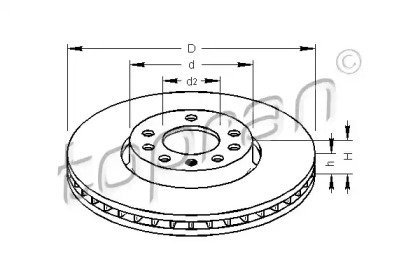 Фото автозапчасти тормозной диск передний Opel Vectra C 1.8/2.0/2.2 16V, 2.2DTI 16V, 3.0 CDTI 04- TOPRAN 206 856 DE6