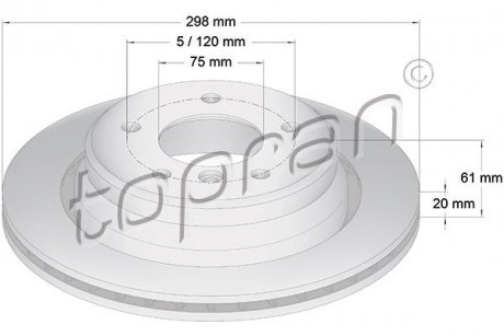 Фото автозапчасти тормозной диск задний (298x20) BMW 520 E39 Touring 97-, 523 E39 Touring 97- TOPRAN 500 575 CN5