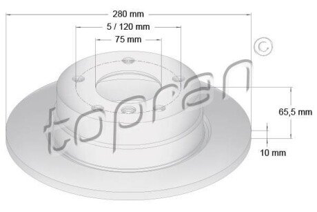 Фото автозапчасти гальмівний диск TOPRAN 501223