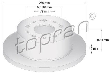 Фото автозапчасти гальмівний диск TOPRAN 721183