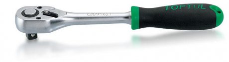 Ручка с трещоткой, 1/2 дюйма (12,5 мм), количество зубьев: 72, длина: 265 мм, тип: реверсивная, для бит, для головок, для удлинителей, ручка: пластик Toptul CJBM1627