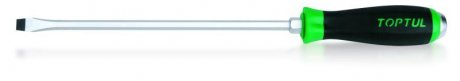 Фото автозапчасти отвертка (шлицевая отвертка) плоская, размер отвертки (мм): 10 мм, очень длинная; с шестигранным лезвием, длина: 250 мм, общая длина: 375 мм, ручка: противоскользящая / для удара, лезвие: черное / для использования Toptul FALB1025