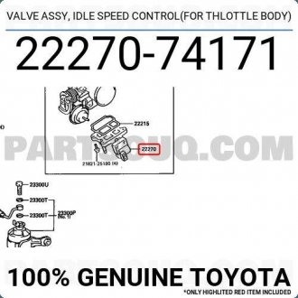 Фото автозапчастини клапан дросельної заслінки холостого ходу TOYOTA 2227074171