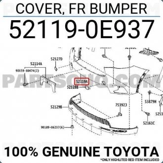 Фото автозапчасти бампер передний TOYOTA 521190E937