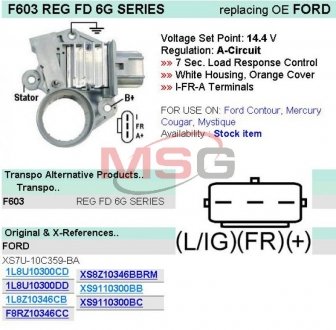 Регулятор генератора Ford (XS7U10C359BA) Transpo F603