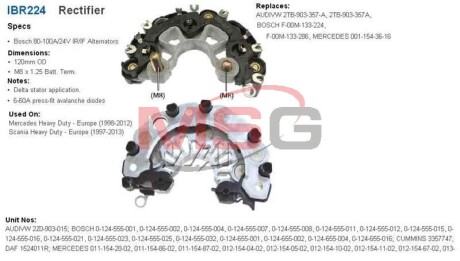 Фото автозапчасти діодний міст 0011543616 Mercedes Benz Transpo IBR224