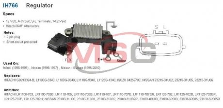 Регулятор генератора Nissan (2321531U02) Transpo IH766 (фото 1)