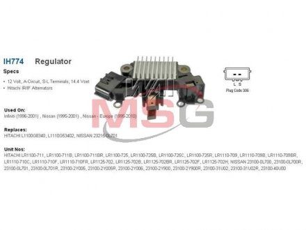 Фото автозапчасти регулятор генератора 232150L701 Nissan Transpo IH774