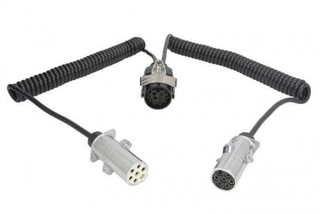 Електричний кабель спіральний (поліуретан, робоча довжина 3,5 м, максимальна довжина 4,5 м, вилки, кількість контактів: 7/15, кількість жил: 1x1,5+6x1mm2, 9 активних контактів у штекері 15; перехідник 15-N/S ; робоча температура до 12 TRUCKLIGHT AD-15/7-ALU EURO6