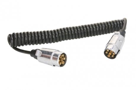 Спиральный электрический кабель (полиуретан, рабочая длина 3,5м, максимальная длина 4м, с вилками, количество контактов: 7, 12В, количество жил: 1х1+6х0,75мм2, алюминиевые вилки) TRUCKLIGHT EC-07/12V-ALU (фото 1)