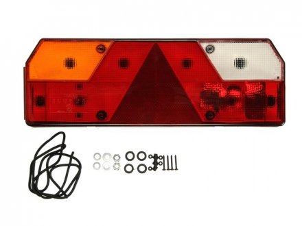 Ліхтар задній лівий EUROPOINT I (з підсвічуванням номерного знака, трикутний світловідбивач, боковий габарит, роз'єм: Rear 7PIN) TRUCKLIGHT TL-UN009L