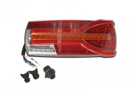 Задній ліхтар права CARMEN (LED, 12/24В, індикатор включення, світло протитуманних фар, світло заднього ходу, із стоп-сигналом, паркувальні вогні, відбивач, динамічний покажчик повороту, червоний стоп TRUCKLIGHT TL-UN062R