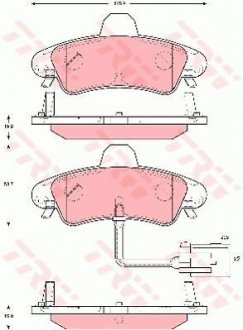 Комплект тормозных колодок задний FORD COUGAR, MONDEO II 1.8-2.5 08.96-12.01 TRW GDB1581