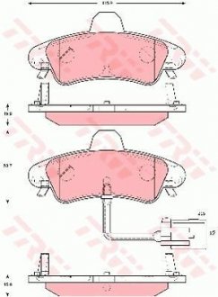 Фото автозапчасти комплект тормозных колодок задний FORD COUGAR, MONDEO II 1.8-2.5 08.96-12.01 TRW GDB1581 (фото 1)