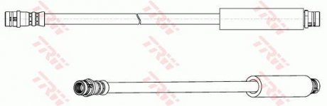 Тормозная трубка/трос гибкая задний левая/правая (длина 367мм, M10x1/M10x1) MERCEDES VANEO (414) 1.6/1.7D/1.9 02.02-07.05 TRW PHA570 (фото 1)