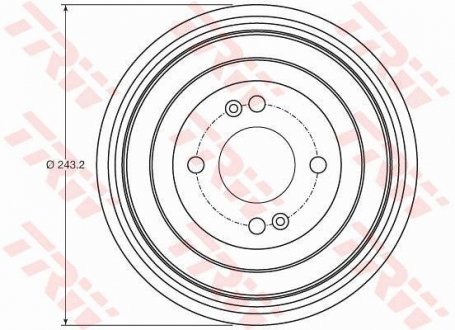 Гальмівний барабан задній HYUNDAI ACCENT III, I10 I, I10 II, I10 III, I20 I; KIA RIO II 1.0-1.6 03.05- TRW DB4422