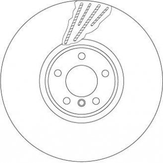Двочастинний гальмівний диск передня ліва (високовуглецевий) BMW X5 (E70), X5 (F15, F85), X6 (E71, E72), X6 (F16, F86) 3.0D/4.4/4.4H 10.07-07.19 TRW DF6618S (фото 1)