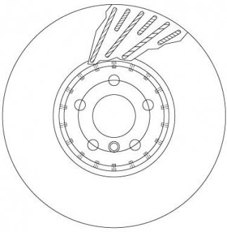 Двочастинний гальмівний диск передній ліва (високовуглецевий) BMW 3 (G20, G80), 3 (G21, G81), 4 (G22, G82), 4 (G23, G83), 5 (G30, F90), 5 (G31), 6 GRAN TURISMO (G32), 7 (G11, G12) 1.6-3.0H 07.15- TRW DF6890S