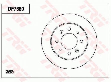 Тормозной диск задний левая/правая KIA CERATO I 1.5D-2.0D 03.04- TRW DF7680