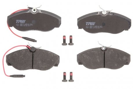 Комплект тормозных колодок передн. (с комплектующими; с винтами тормозного суппорта) CITROEN JUMPER; FIAT DUCATO; PEUGEOT BOXER 1.9D-2.8D 02.94- TRW GDB1105 (фото 1)