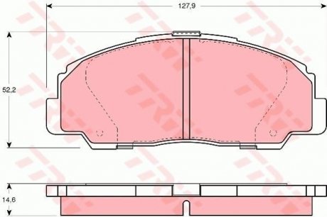 Фото автозапчастини комплект гальмівних колодок передня DAIHATSU FEROZA, ROCKY 1.6/2.0/2.8D 02.85-12.98 TRW GDB1135 (фото 1)