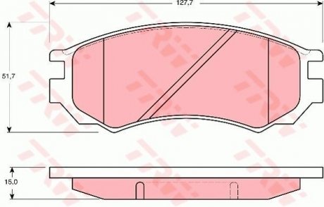 Фото автозапчастини комплект гальмівних колодок передн. NISSAN 100 NX, SUNNY III 2.0 10.90-05.95 TRW GDB1141