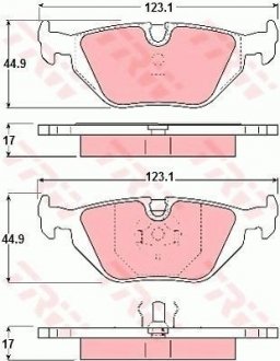 Комплект тормозных колодок задний BMW 3(E36), 3(E46), Z4(E85), Z4(E86); MG MG X-POWER 1.6-4.6 09.90-02.09 TRW GDB1189