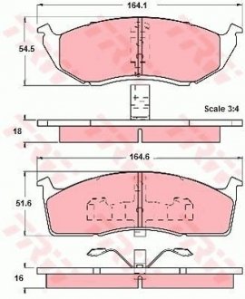 Фото автозапчасти комплект тормозных колодок передняя CHRYSLER 300M, NEON II, NEW YORKER, VISION; DODGE INTREPID 2.0-3.5 10.92-12.02 TRW GDB1244