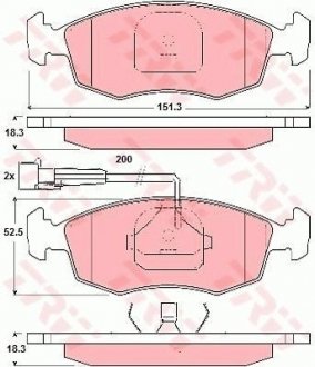 Фото автозапчасти комплект тормозных колодок передн. FIAT PALIO 1.2/1.6/1.9D 04.96- TRW GDB1341