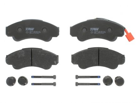 Комплект тормозных колодок передний (с комплектующими; с винтами тормозного суппорта) CITROEN JUMPER; FIAT DUCATO; PEUGEOT BOXER 2.0-3.0D 03.94- TRW GDB1518 (фото 1)